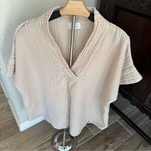 Honest Cotton Beige Textured Gauze Blouse size O/S